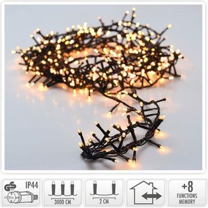 Oneiro’s luxe Cluster 1500 LED's - 30 meter - warm wit - 8 functies + geheugen - kerst – clusterverlichting- feestdagen - winter - verlichting - binnen - buiten – sfeer