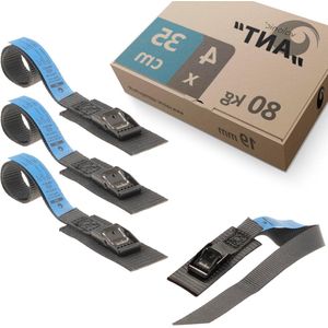 4x 35cm korte spanbanden - TÜV Rheinl. / GS gecertificeerd - pad voor fietsendrager - EN-12195-2 - 80Kg - klemslot - zwart - dakkoffer fiets kajak - spanband Spanbanden met ratel