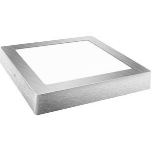 LED plafondlamp - opbouw vierkant - Neutraal wit - zilver - 12W