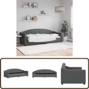 vidaXL Slaapbank 80x200 cm Stof Donkergrijs Slaapbank - Donkere Meubels - Tweepersoonsbed - Daybed - Compact Bed