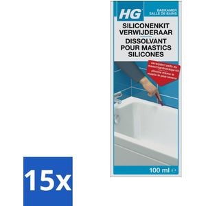 HG - Siliconenkit Verwijderaar - Ook Tegen Hardnekkige Kit - Inclusief Borstel & Spatel - 100 ml - Bulkverpakking - 15 stuks