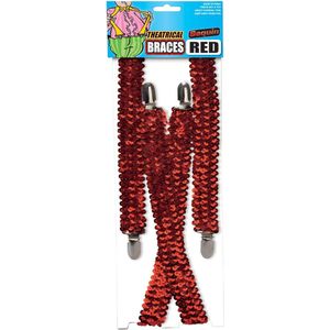 Rubies Bretels - rood glitter - unisex/volwassenen - Carnaval verkleed accessoires