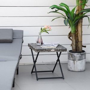 Poly rattan tuin meubels opvouwbare tuintafel salontafel vouwtafel metaal grijs 40 x 40 x 40 cm