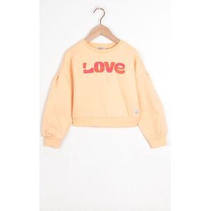 Sissy-Boy - Pastel oranje sweater met badstof print