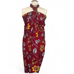 Sarong / pareo / pangi katoen - Strandkleding wikkelrok / strandjurk / omslagdoek / baby wrap - Rode Flower stems