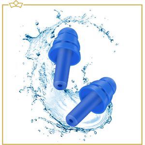 ATTREZZO® Siliconen oordoppen incluisef opbergcase -Blauw - Zwem oordopjes - Waterdicht! - Gehoorbescherming - Ideaal voor een goede nachtrust of rustig studeren