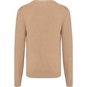 Pullover/Cardigan Heren XXL Kariban V-hals Lange mouw Camel Heather 87% Katoen, 11% Polyamide, 2% Elasthan