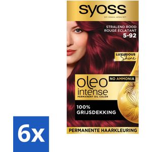 SYOSS - Oleo Intense 5-92 - Haarverf - Permanente Haarkleuring - Stralend Rood - Langdurige Kleur - Voordeelverpakking - 6 stuks