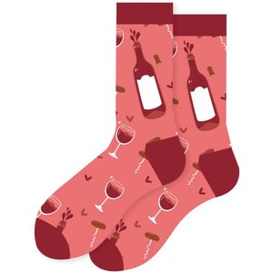 ZOETTT Cheers to wine sokken - Sokken - Leuke sokken - Rode wijn sokken - Wijn cadeau - Verjaardag cadeau - Cadeau voor mannen en vrouwen