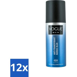 Vogue Men - Nordic Blue - Deodorant Spray - Anti-transpirant - 150 ml - Voordeelverpakking - 12 stuks