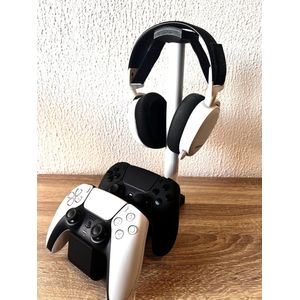 Universele dubbele controller en headset bureaustandaard - Gaming stand - Zwart/Wit