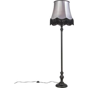 QAZQA classico - Klassieke Vloerlamp | Staande Lamp met kap - 1 lichts - H 1660 mm - Grijs - Woonkamer | Slaapkamer | Keuken