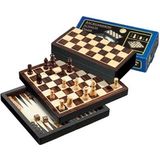 Reis koffer met schaken, dammen en backgammon - MDF, magneetsluiting, 22 mm veld, 42 mm koningshoogte