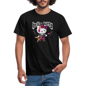 Hello Kitty In Een Rockoutfit Speelt E-gitaar T-Shirt Heren