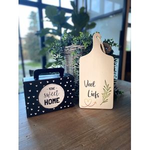 serveerplank - nieuwe woning - serveerplankje - cadeaupakket kaarsjes - 35 cm – hout