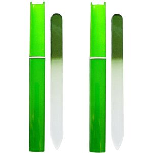 Glazen Nagelvijl Groen - 2 Stuks met doosje - Glasvijl – Manicure – oDaani