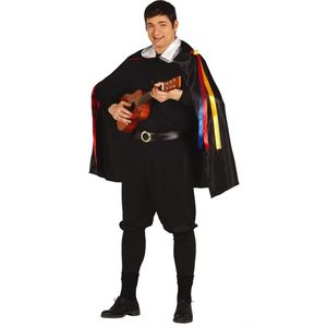 Guirca - Dans & Entertainment Kostuum - Troubadour Uit De Middeleeuwen - Man - Zwart - Maat 52-54 - Carnavalskleding - Verkleedkleding