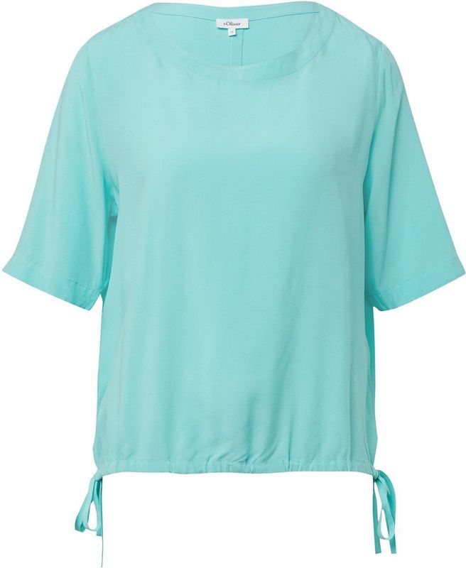 s.Oliver - Blouseshirt - Mintgroen - Effen - Halve Mouw