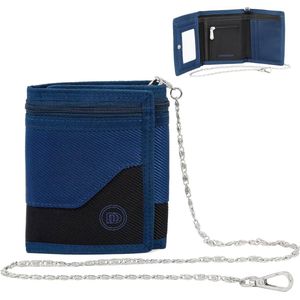 Canvas herenportemonnee met RFID-bescherming en mini-muntvak, 6 kaarthouders in de portemonnee inbegrepen en ketting om de portemonnee vast te houden, geschikt voor liefhebbers van slim