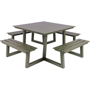 MaximaVida vierkante aluminium picknicktafel Dex 215 cm olijfgroen - lage instap