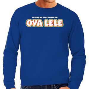 Bellatio Decorations Verkleed sweater voor heren - Oya lele - blauw - carnaval - foute party L