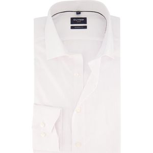 OLYMP Luxor modern fit overhemd - popeline - wit gestreept - Strijkvriendelijk - Boordmaat: 44
