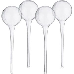 Relaxdays waterdruppelaar - set van 4 - glas - Ø 9 cm - kamerplanten - watergeefsysteem - doorzichtig