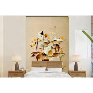 Bloemen - Wit - Planten - Vintage - Behangpapier