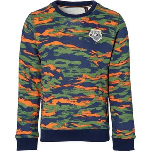 Quapi sweater Derk groen legerprint voor jongens - maat 134/140