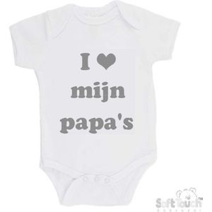 100@ katoenen Romper ""I mijn papa's"" Unisex Katoen Wit/grijs Maat 62/68