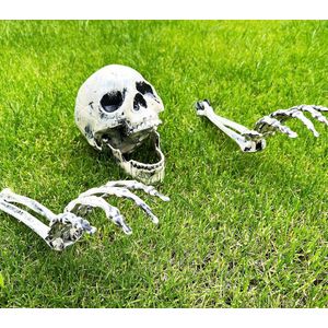 Halloween skelet decoraties -Scary Halloween Skelet Staken voor Openluchtdecoratie, Halloween Gazonstaken Decoraties, Griezelige Grondbrekers voor Halloween Schedel Tuin Kerkhofdecoratie