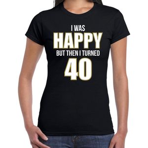 Verjaardag t-shirt 40 jaar - happy 40 - zwart - dames - veertig jaar cadeau shirt S