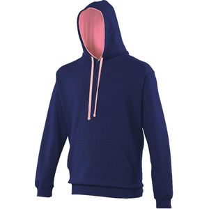 Awdis Varsity Hooded Sweatshirt / Hoodie (Marine Oxford / Candyfloss Roze)