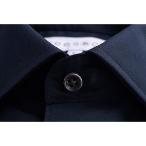 CEESNCO | Donkerblauw Overhemd Regular fit Maat M | Duurzaam Premium Kwaliteit die je voelt en ziet | 100% Biologische Katoen 140g/m² | Parelmoeren knopen | Zakelijke Casual Luxe Heren Overhemd | Puur Vakmanschap uit Portugal