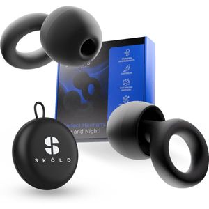 Sköld Slaap Oordopjes met Ultiem Comfort & Maximale Geluidsdemping (28 dB) - 4 Maten – Sleep plugs – Slaapoordoppen – Earplugs Snurken – Zwart