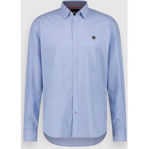 Twinlife Heren Oxford Print - Overhemden - Lichtgewicht - Elastisch - Blauw - M