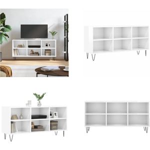 vidaXL Tv-meubel 103-5x30x50 cm bewerkt hout hoogglans wit - Tv-meubel - Tv-meubelen - Tv Kast - Opbergkast