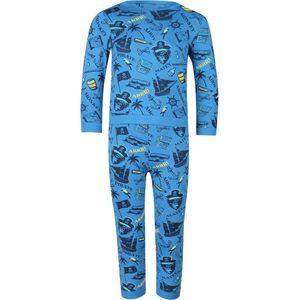 Super stoere jongens Pyjama met een apen Piraat. In de kleur blauw. Maat 122. Van het bekende merk PEBBLE STONE