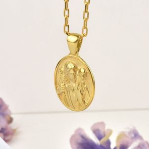 The Good Shepherd Jesus halsketting met hanger voor mama Gold Polished 16 inches