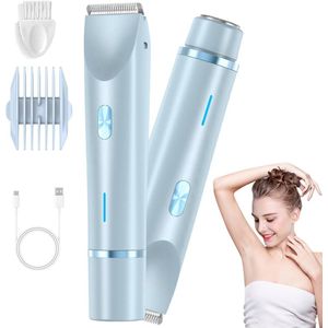 2-in-1 elektrisch scheerapparaat voor vrouwen, bikinilijntrimmer voor vrouwen, waterdicht voor nat en droog gebruik, elektrische trimmer, scheerapparaat met dubbele kop voor oksels, benen en armen