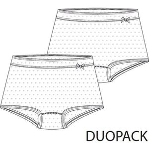 Woody - Meisjes shorty - duopack, wit grijze dots - Basis ondergoed - 12 jaar