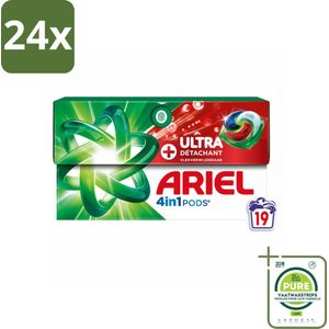 Ariel - 4in1 Wasmiddel Pods - Ultra Vlekverwijderaar - 19 Pods - Voordeelverpakking - 24 stuks - Wasmiddel pods - Vlekkenverwijderaar
