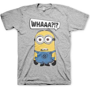 Minions Heren Tshirt -S- Whaaa?!? Grijs