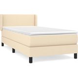 vidaXL Boxspring met matras stof crèmekleurig 90x200 cm