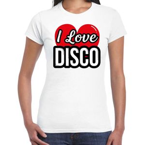 I love disco verkleed t-shirt wit voor dames - discoverkleed / party shirt - Cadeau voor een disco liefhebber L