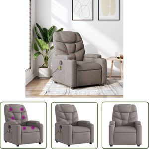 The Living Store Massagestoel verstelbaar stof taupe - Massagestoel - Elektrische Massage - Lounge Stoel - Relaxstoel - Ergonomische Stoel