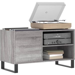 Platenspeler Meubel - LP-kast - Platenspelerkast - Draaitafelstandaard - Platenspelerstandaard - Vintage Displayplank - Grijs Sonoma Eiken