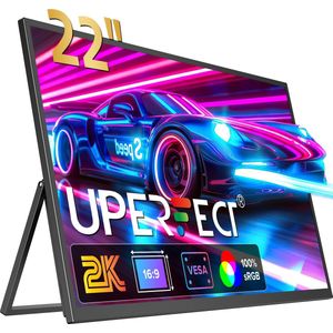 UPERFECT Portable Monitor T01 22"" 2K IPS Draagbaar Monitor 100% sRGB + USB-C Opladen voor Thuiswerken/Gaming for Laptop/Switch/MacBook VESA Mount