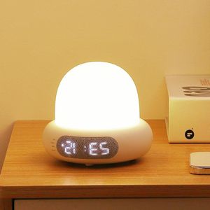 Led-bedlampje voor kinderen - kleurverandering, dimbaar, drukbediening, tijdweergave, timer en wekker - draadloos, USB-oplaadbaar - ideaal voor kinderkamer