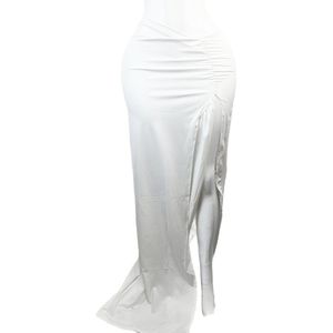 Rok Maat M/L Sexy lange rok met opening wit - Stretch